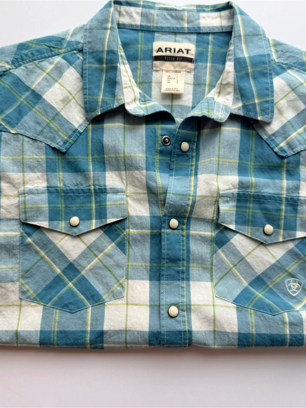 Ariat Retro Fit Blue Plaid Western Snap Shirt